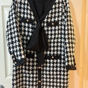Pomander Place Black and White Houndstooth Dress